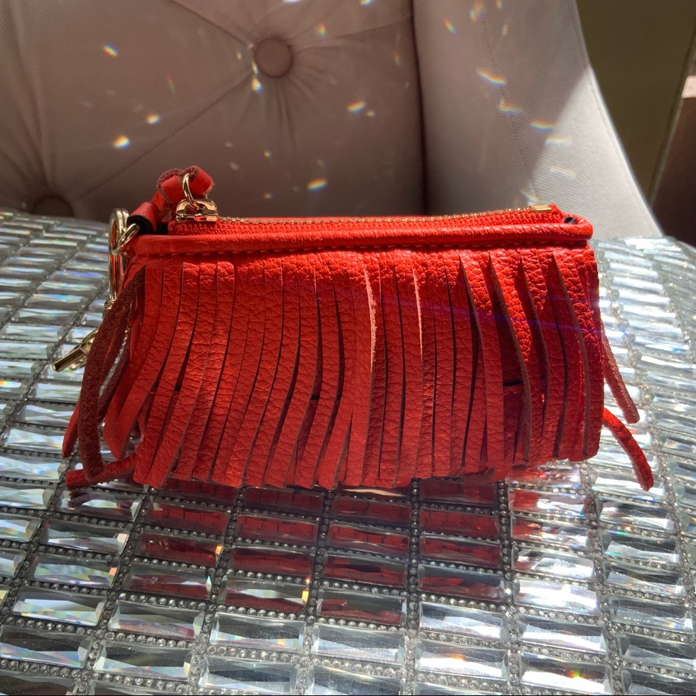 Rebecca Minkoff Orange Leather fringe mini purse Keychain/ Charm - Picture 7 of 7